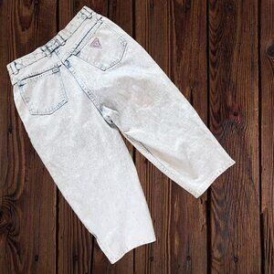 STEFANO Vintage 80s Zip Ankle High Rise Mom White Acid Wash Denim Jeans 15 16